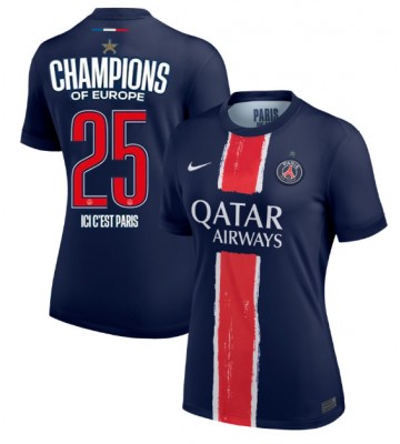 Paris Saint-Germain Replica Home Stadium Shirt for Women 2024-25 UCL Champions Short Sleeve
